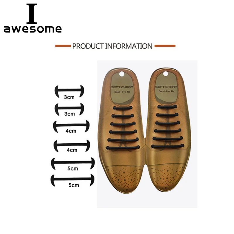 12Pcs/set Lazy No Tie Shoelaces for Men Women Leather Shoes 3 Colors Elastic Silicone Shoe lace Suitable High Quality