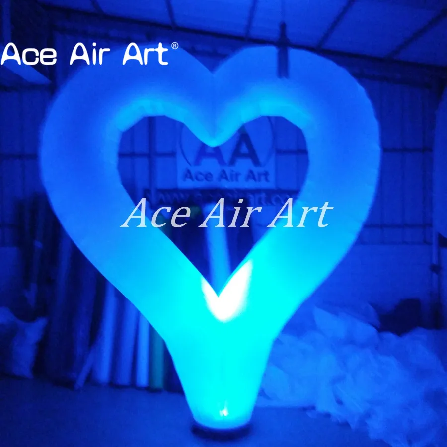 Colorful led inflatable heart with changing led lights,Romantic Inflatable Heart with base for wedding