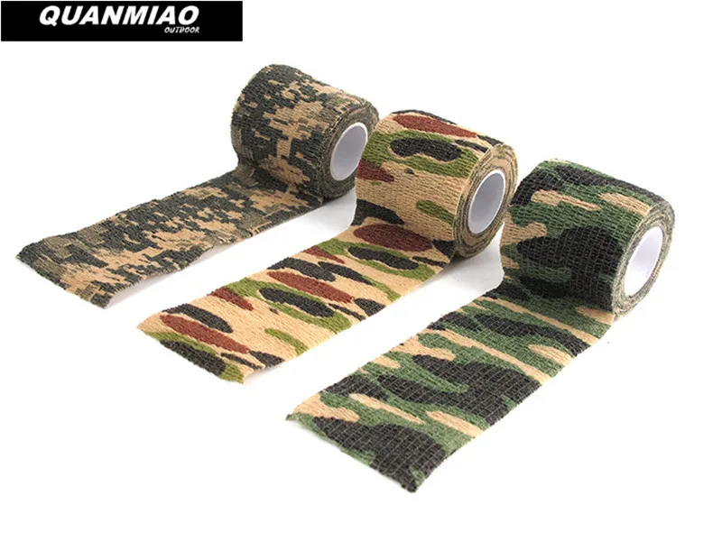 1 rollo de cinta elástica de camuflaje para caza al aire libre, 6 colores, 4,5 M, accesorio de pistola militar, decoración de bicicleta