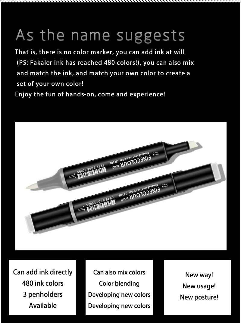 Finecolour Ersatz EF100/EF101/EF102 Generation Art Marker Head Austauschbare große schräge Spitze/kleine runde Spitze für Markierungsstift – Detail 3