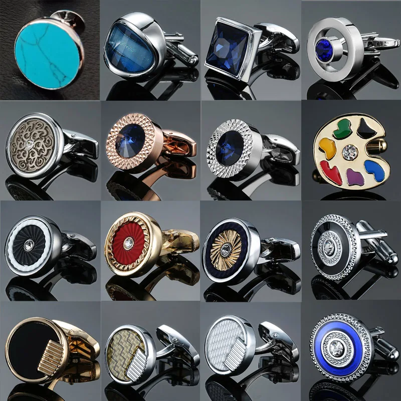 Brand new Luxurious design hand carving grinding round zircon crystal cufflinks high-end men's French shirt Cuff cufflinks