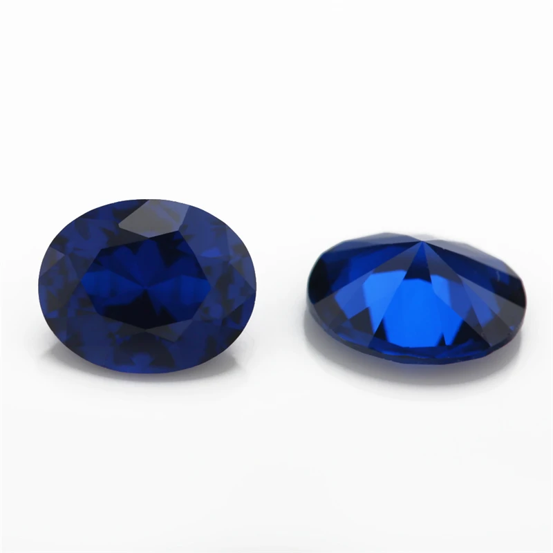 Oval geschliffene, synthetische Spinell-Blau-Steine in verschiedenen Größen (3x5mm bis 10x12mm) für die Schmuckherstellung, einschließlich der Größen 106, 109, 112, 113, 114, 120. – Detail 1