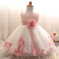 Fashion New 2017 Korean Baby Girls Flower Petal Tutu Dress Girl's Summer Party Princess Birthday Dress for Baby Infant