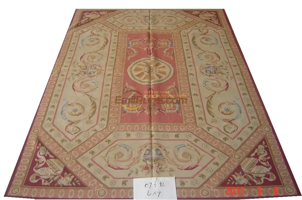 

Handmade Carpet Vintage Carpets For Living Room Square Rug Aubusson Carpet Natural Sheep Wool