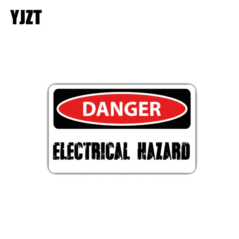 YJZT 12CM*6.1CM Warning Electrical Hazard Car Decal Danger Stickers PVC 12-1471