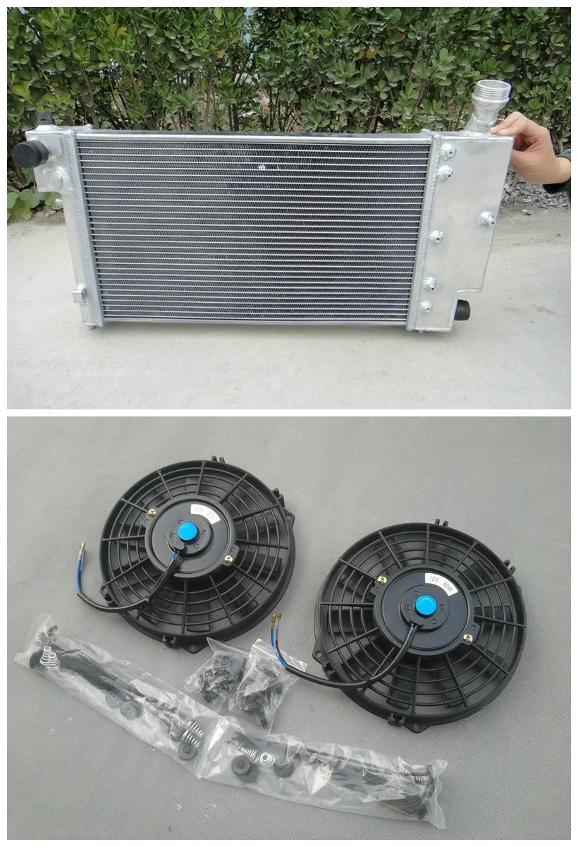 Aluminum Racing radiator +2*fan for PEUGEOT 106 GTI AND RALLYE CITROEN CITROEN SAXO VTR Manul