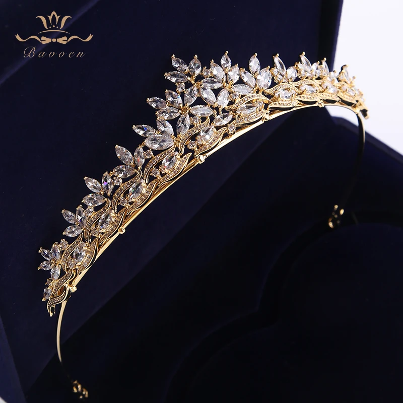 أعلى جودة العرائس الملكي تألق الزركون التيجان تاج عصابات الشعر أغطية الرأس هدايا لإكسسوارات شعر الزفاف الزفاف #5