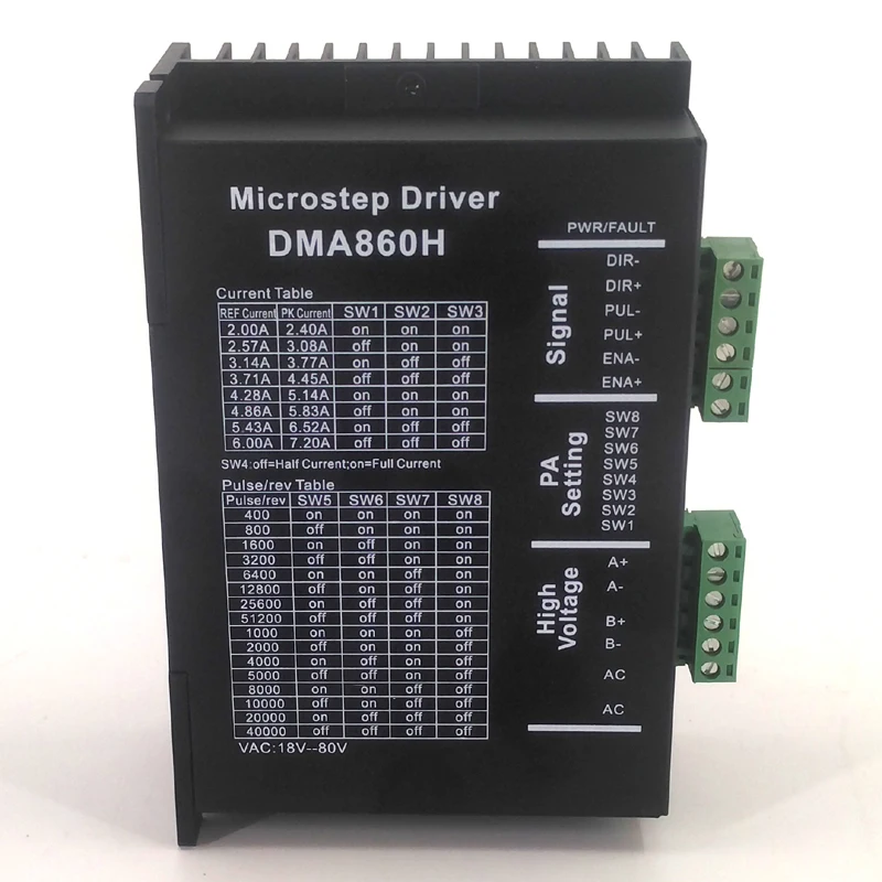 Motor Microstep Driver for CNC Router Engraving Milling Machine NEMA23/NEMA34 86 Stepping Motor Driver 7.2A 36-75VAC DMA860H