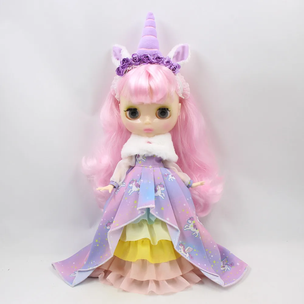 

DBS 1/6 Blyth doll Unicorn outfit dress with cloak and hair band cute princess dressing clothes girl gift ICY BJD toy