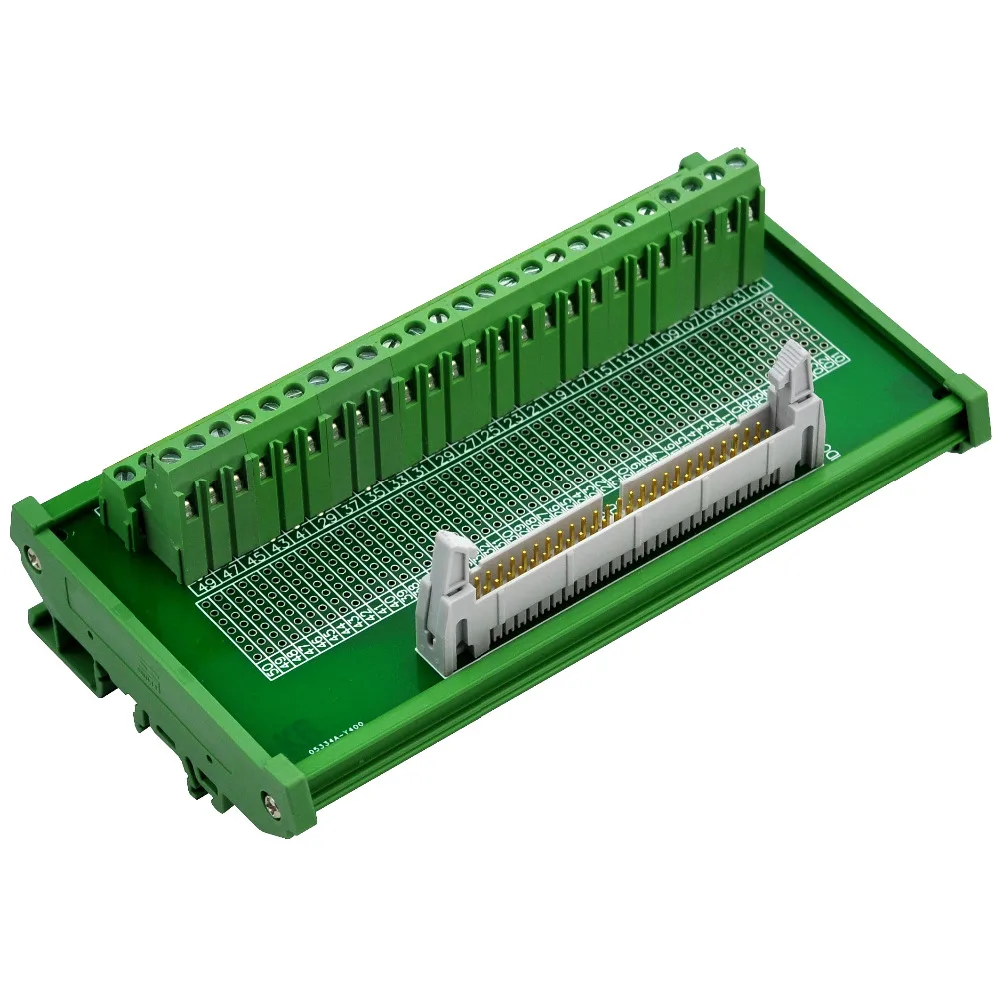 CZH-LABS DIN Rail Mount IDC-50 Male Header Connector Breakout Board Interface Module, IDC Pitch 0.1