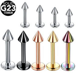 1PC G23 Titanium Spike Labret Stud Nose Lip Helix Bar Stud Taper Tongue Piercing Ear Tragus Cartilage Earring Body Jewelry 16G