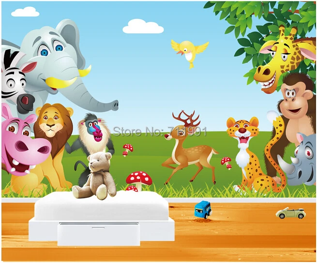 

Customize Childrens wallpaper animal paradise of children room living room backdrop 3D stereo wallpaper murals