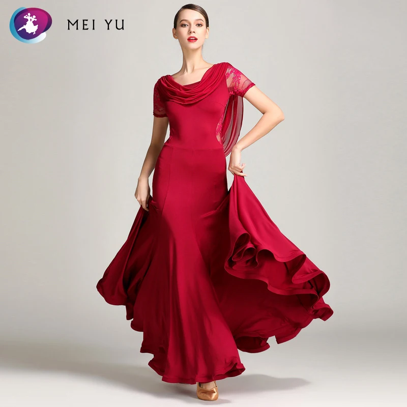 MEI YU S9019 Adult Modern Dance National Standard Dance Practice Skirt Swing Collar Design Big Pendulum