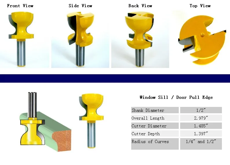 Window Sill, Stool Molding & Door Pull Edge Router Bit C3 Carbide Tipped Wood Cutting Tool woodworking router bits
