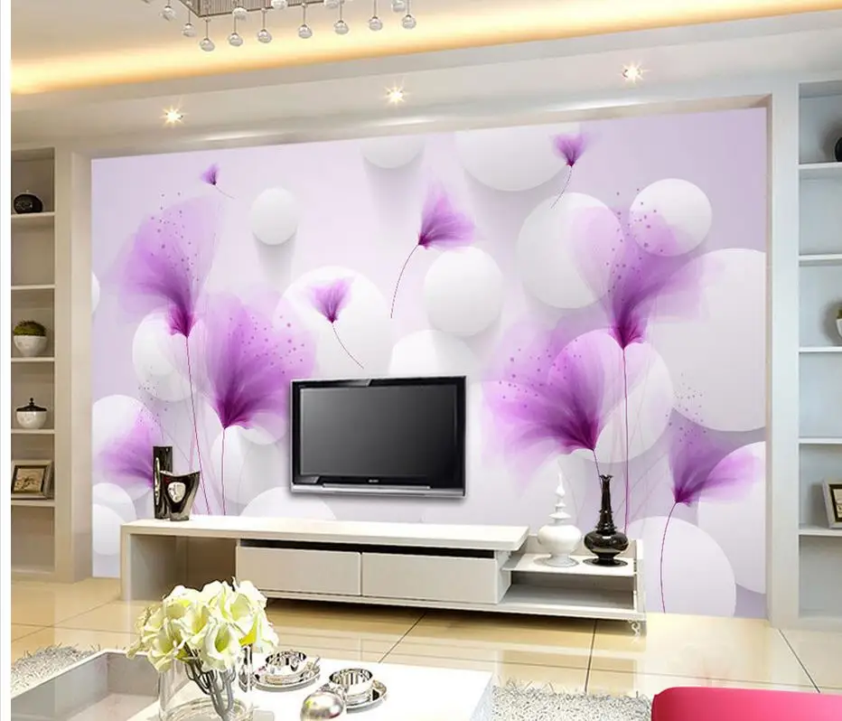 

wall mural photo wallpaper Purple lily flowers Romantic photo wallpaper for walls Home Decoration