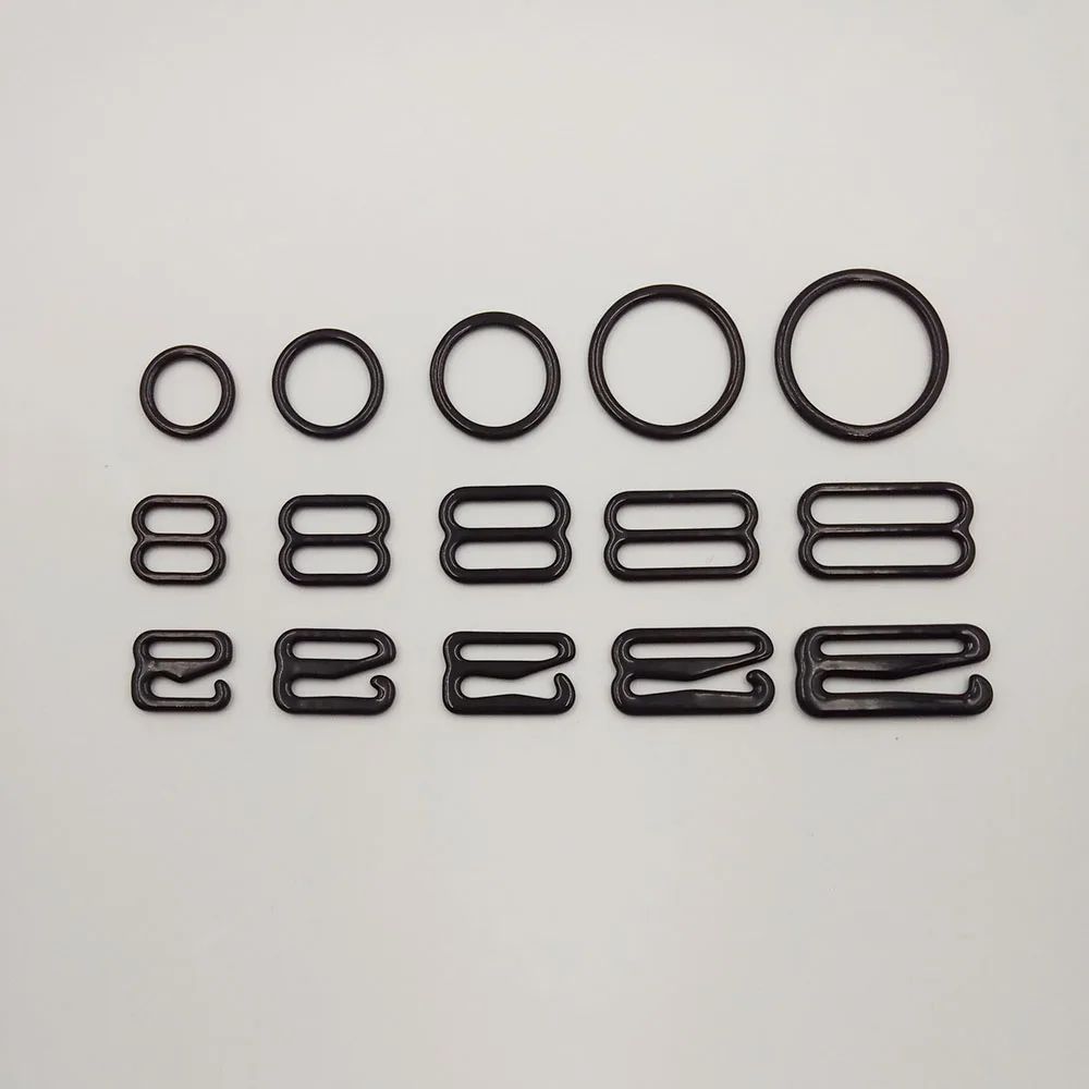 300 pcs / lot nylon coated metal bra adjustable buckles ring sliders and hooks for bra white and black color