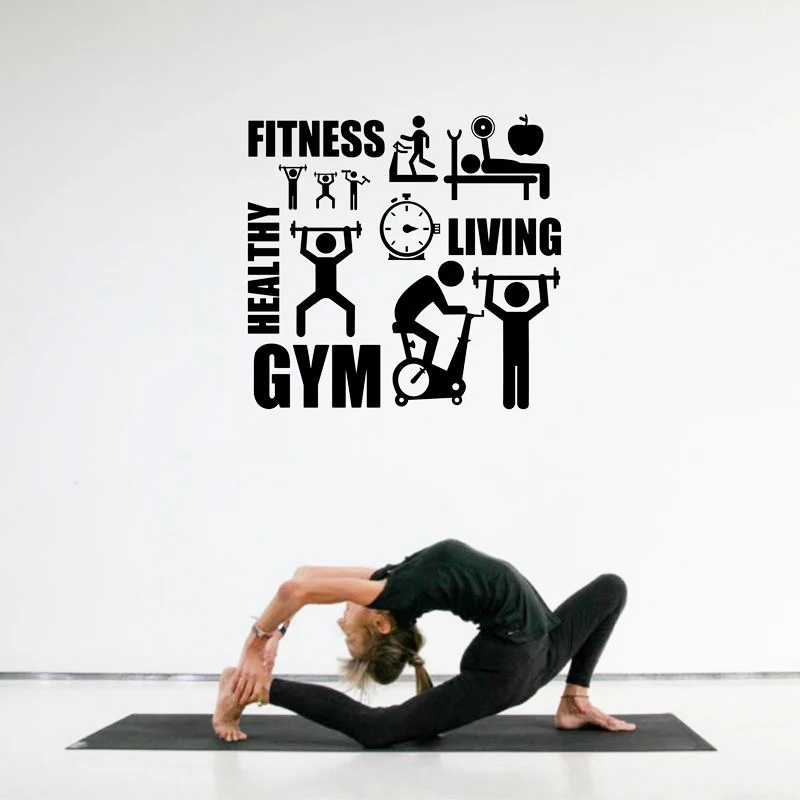 Exercise Stickers Gym Wall Decal Sticker Sport Motivation Fitness Gym Wall Mural art Decal Home Decoration