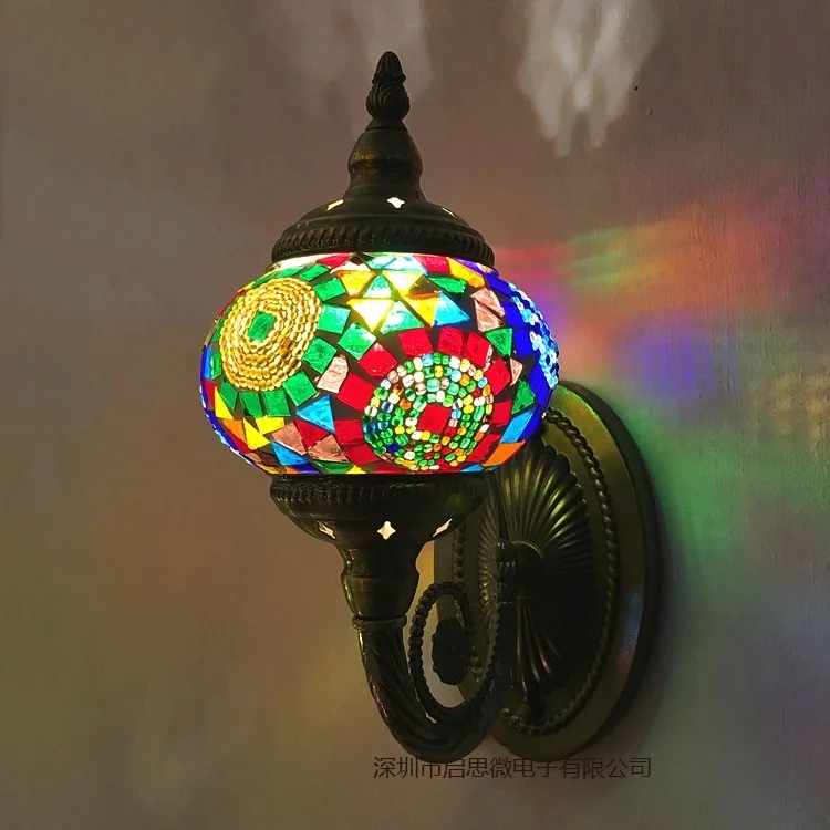 

Newest Led Wall Lamp Mediterranean Style Art Deco Turkish Mosaic Wall Lampe Handcrafted Glass Romantic Light Home Decor