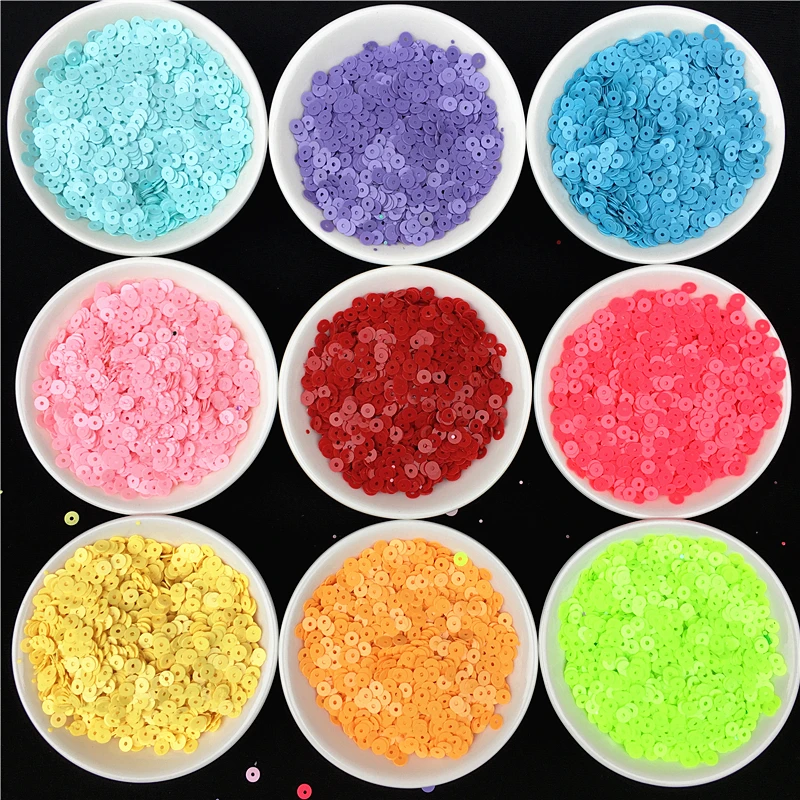 

500g/pack 4mm Flat Round Loose Solid Colors Sequin Pvc Paillettes Sewing Wedding Craft for Women Garment Accessories Sequin Trim