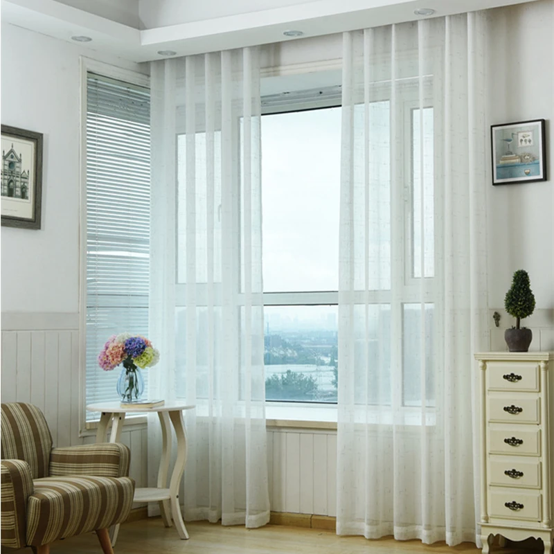 Bedroom Voile Living Room Organza Curtain White Window Tulle for Cafe Balcony Cortina Para Quarto Sheer Curtains