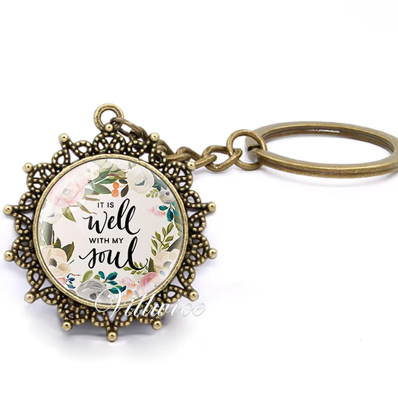 VILLWICE Romans 8:31 Bible Verses If God Is For Us Who Can Be Against Us Verse Key Chains Inspirational Jewelry Christian Gifts