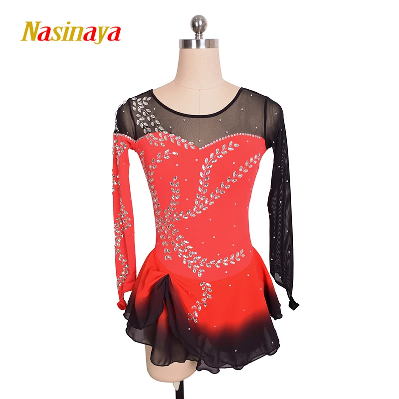 Costume Figure Skating Dress Customized Competition Ice Skating Skirt for Girl Women Kids Performance Water Drop Rhinestones