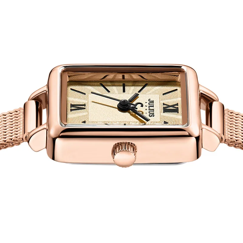 Julius Ladies Elegant Business Watch Rose Gold  Rectangle Classic designer Watch High Quality Simple Quartz Watch Montre JA-1153