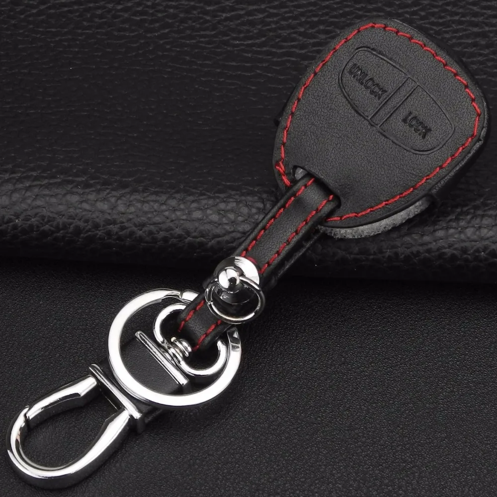 jingyuqin Remote Control Leather Key Cover Case For Mitsubishi outlander ex Lancer Asx Pajero 2 Button Car KeyChain