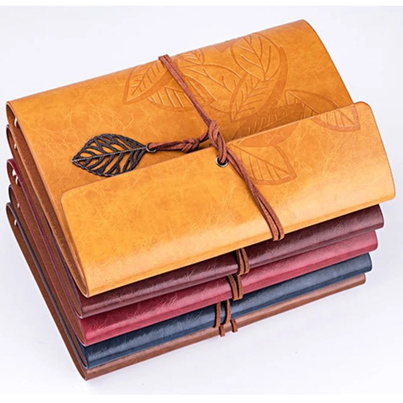 5inch 7inch(A7/A6) Loose-leaf Photo Album PU Leather Kraft Paper Maple leaves Cover Diary Notebook Vintage Cover Traveler Album