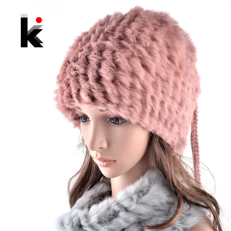 2018 Vogue winter beanie cap female rex rabbit hat and scarf collar dual purpose hats for woman