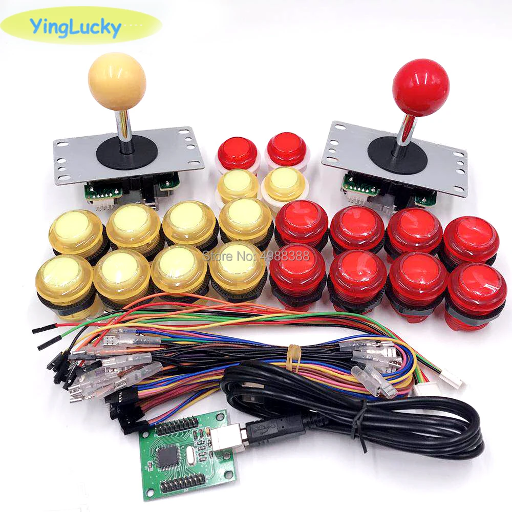 Arcade DIY Kits Parts 5Pin Joystick + 2x 24mm + 8x 30mm 5V LED Illuminated Push Buttons xin mo Zero Delay USB Encoder To PC