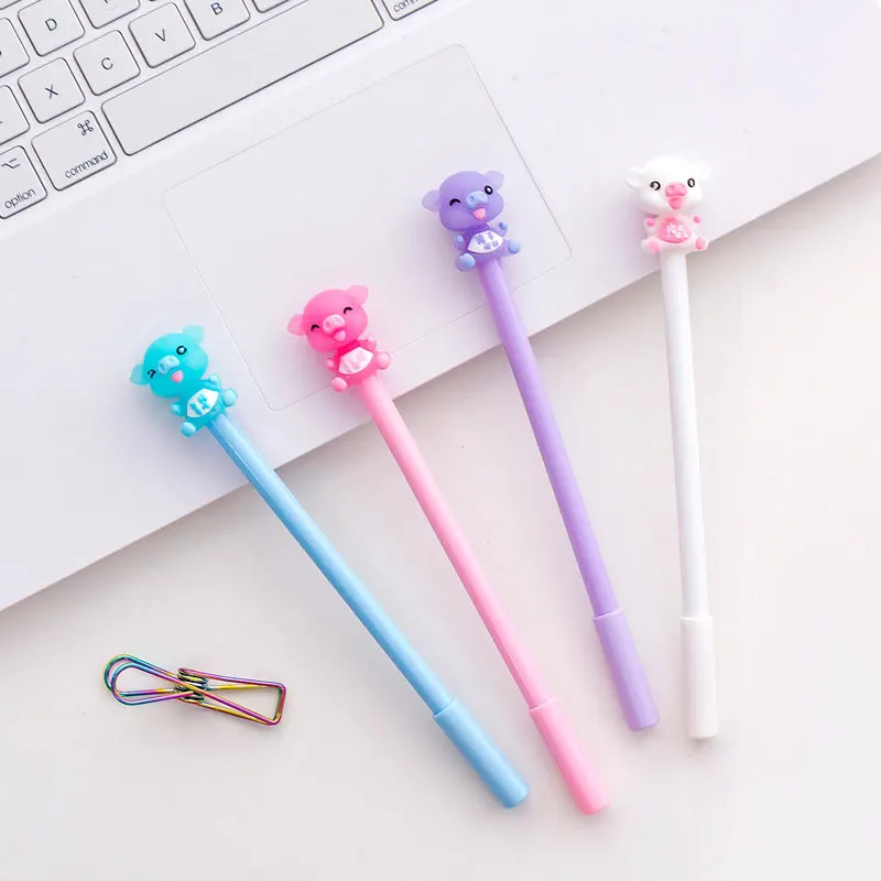 24 Pcs Creative and Happy Piggy Neutral Pen Black 0.5 Mm Cute  Stationary Pen Stationery Neutral  Wholesale