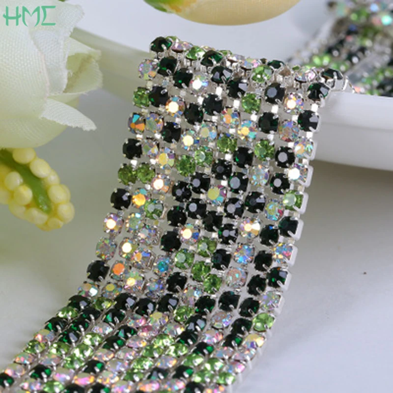 High Density Silver Base Claw Crystal Rhinestone Chain For Jewelry Making DIY Craft Sewing Clothes Wedding Party Decoration