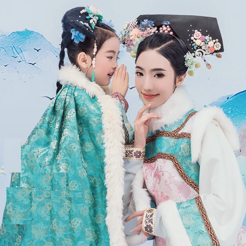 Conjuntos de trajes de hanfu trditional hanfu palco traje de desempenho da mãe e filha da princesa qifu chun hui qing