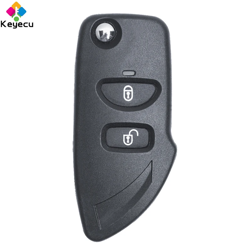 KEYECU Replacement Modified Flip Remote Car Key Shell - 2/ 2+1/ 3 Buttons & Uncut Blade- FOB for Hyundai Santa Fe / Tucson IX35