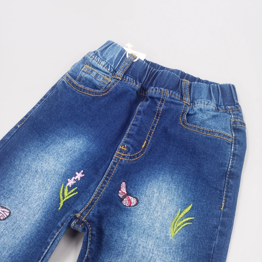 3-16T Teenager Clothing Girls Jeans Stretchy Soft Denim Pants Cute Embroidery Butterfly Kids Girl Trousers Children Clothes 6789