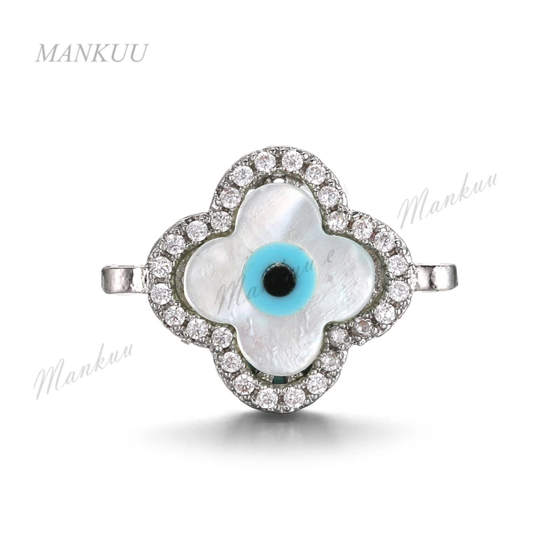 Evil Eye CZ Micro Zircon Pave Flower Charm Connector for Necklace Bracelet Golds Bijoux Pendant DIY Accessories Valentine Gift