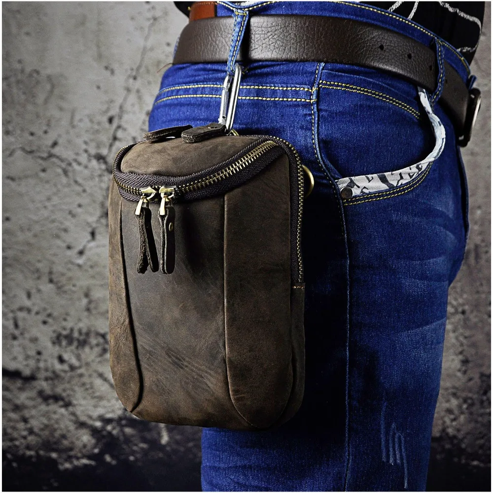 Original Leather Male Casual Design Mini Shoulder Messenger Crossbody bag Fashion Belt Waist bag Travel Small Pouch Men 611-25