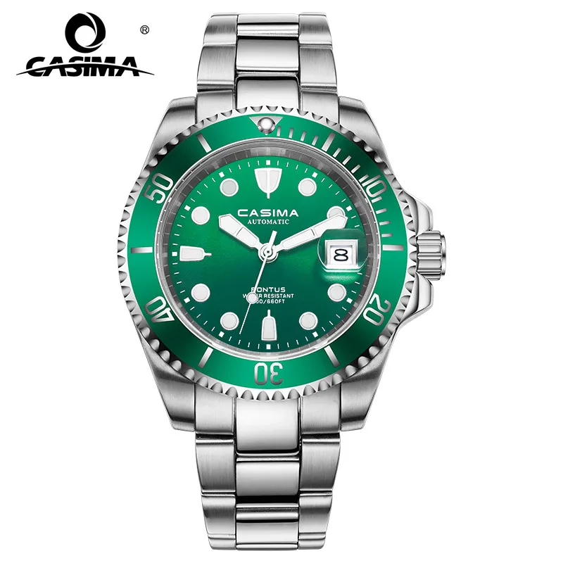 CASIMA Green Mechanical Wtach  40mm Men Luxury Automatic Mechanical Wrist Watch Men Stainless Steel Waterproof Watch 6916