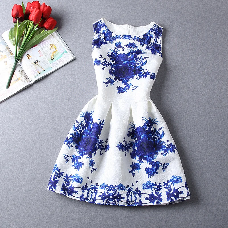 Womens Summer Dresses 2022 Summer women casual print dress european style vest vintage women clothing Vestidos Dress Plus size