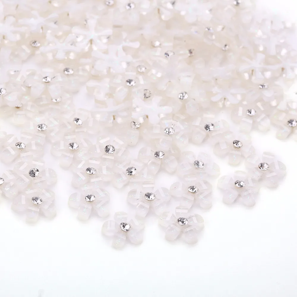 TPSMOC 10mm 100pcs cute resin flower with rhinestone flatback cabochon for DIY Scrapbooking,nail artdecoration beads craft