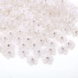 TPSMOC 10mm 100pcs cute resin flower with rhinestone flatback cabochon for DIY Scrapbooking,nail artdecoration beads craft