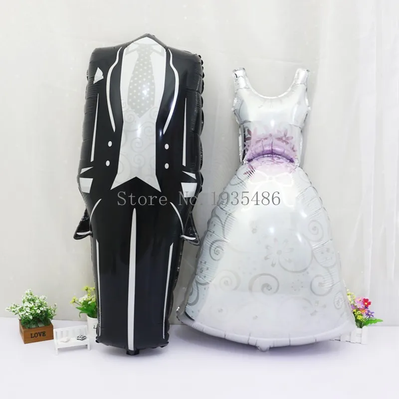 

2pcs Groom Bride Wedding Dress Foil Balloon Marriage Decoration Balloon for Romantic Wedding Engagement layout