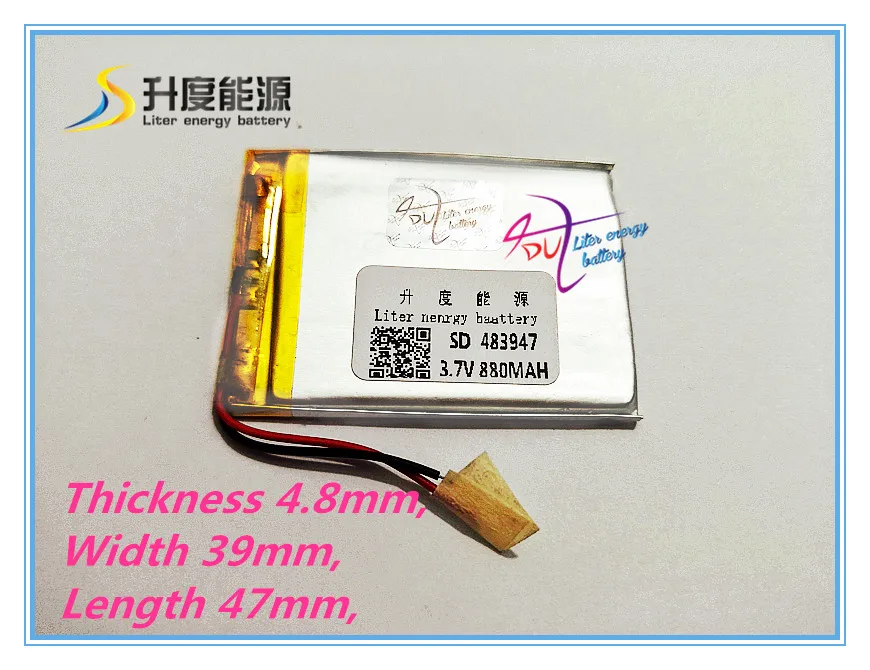 Polymer battery 880 mah 3.7 V 483947 smart home MP3 speakers Li-ion battery for dvr,GPS,mp3,mp4,cell phone,speaker