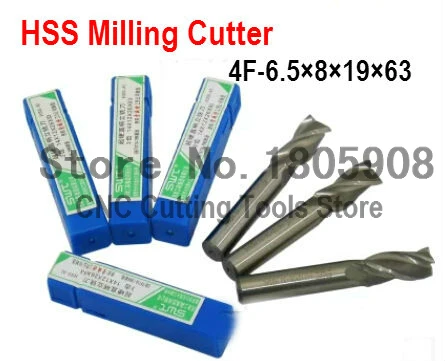 10pcs/set 6.5MM 4 Flute HSS&Aluminium endmill milling cutter CNC Bit Milling Machine tools Cutting tools.Lathe Tool,router bit