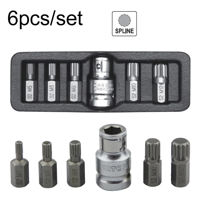 Ponteiras em para Chave de Fenda Torx Estria de 12 Pontos 10 mm Haste Hexagonal Ponteira de Impacto m5 m6 m8 M10 M12 com Adaptador de Soquete de Acionamento de 2