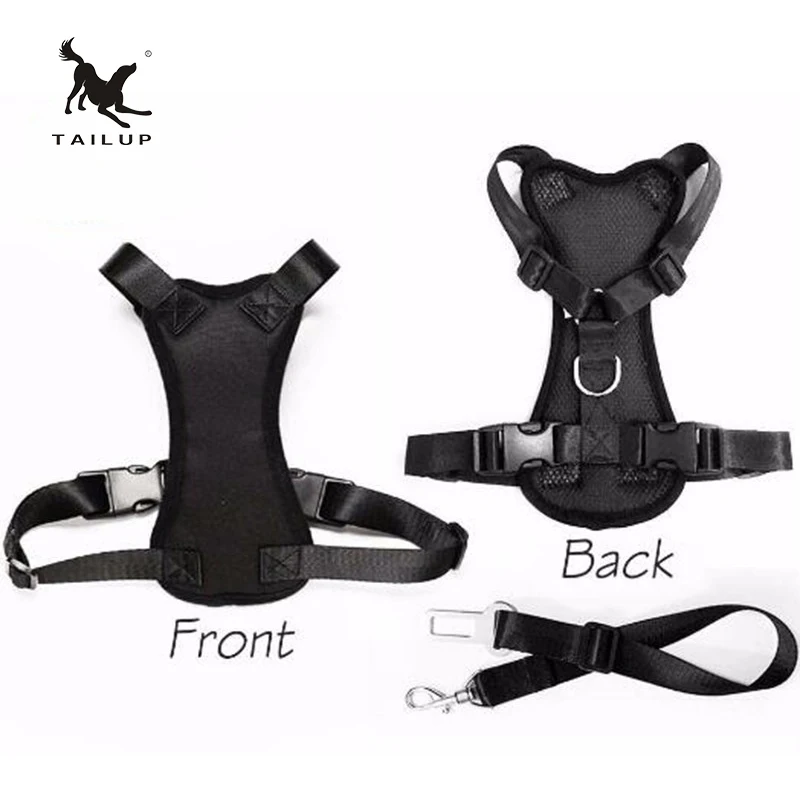 TAILUP High Quality Goods For Pets Adjustable Car Vehicle Dog Seat Safety Belt Harness Dog Collar And Leash