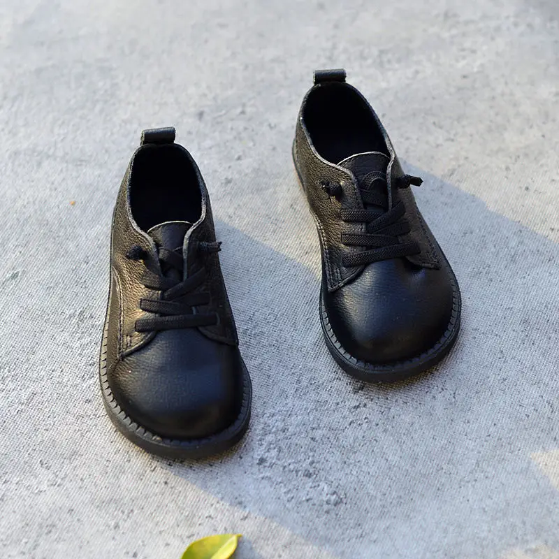 Sepatu kulit asli anak-anak, sepatu loafer Oxfords anak laki-laki, sepatu sekolah gaya Inggris