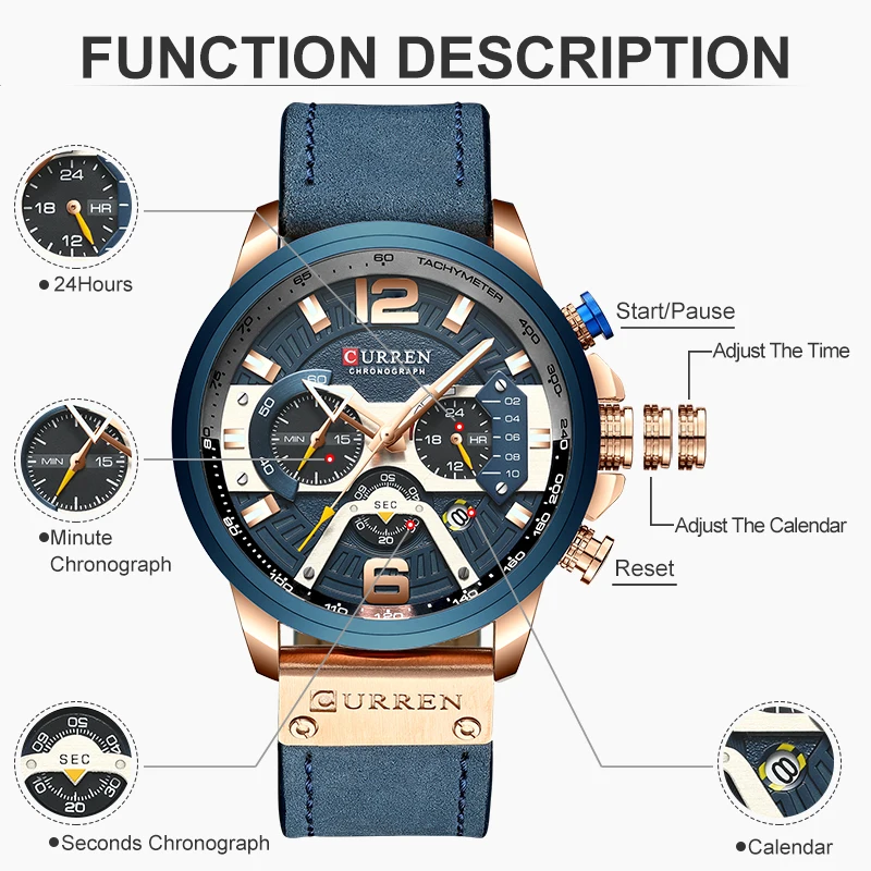 CURREN Luxury Brand Men Analog Leather Sports Watches Men\'s Army Military Watch Male Date Quartz Clock Relogio Masculino 2021