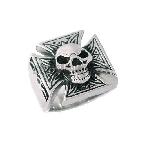 

Free shipping! Cross Skull Ring Stainless Steel Jewelry Classic Motor Biker Men Ring SWR0004